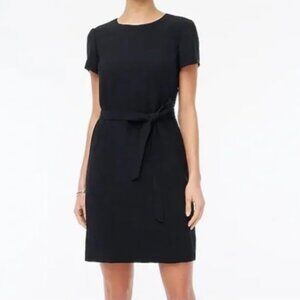 NWT J. Crew Belted Suiting Dress Short Black 00 Office Minimalist Modern Career